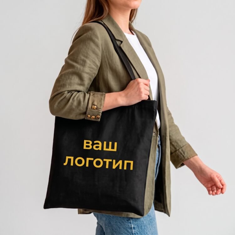 Еко-Сумка шоппер з бязі чорна, еко-сумка