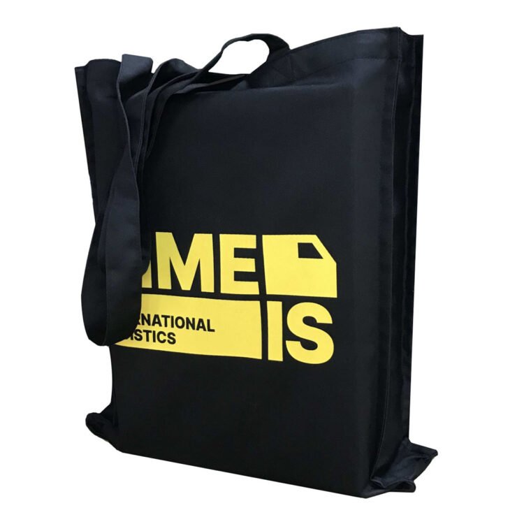 Сумка шоппер із саржі чорна з дном і боковушками, еко-сумка