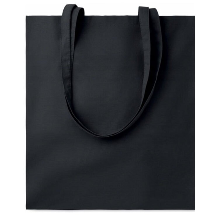 Еко сумка із саржі чорна з дном і боковушками